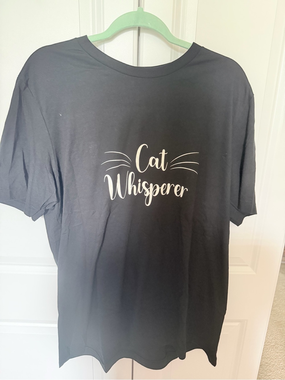 Bella Canvas Black Tee with Cream Graphic - "Cat Whisperer"